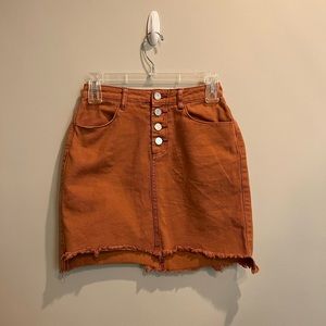 Burnt Orange Denim Mini Skirt
